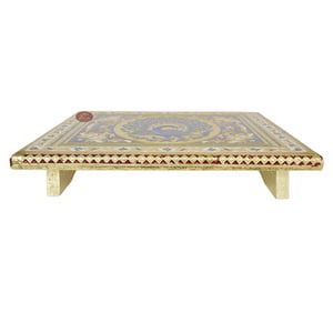 Peacock Designed Wooden Handmade Rajwadi Chowki (18"X12"X3")-G.M.